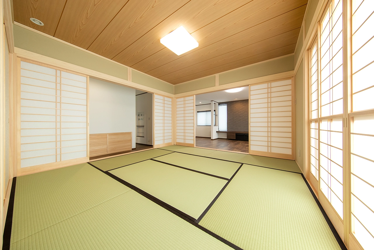 8帖の和室を中心とした、将来を見据えたバリアフリーの平屋